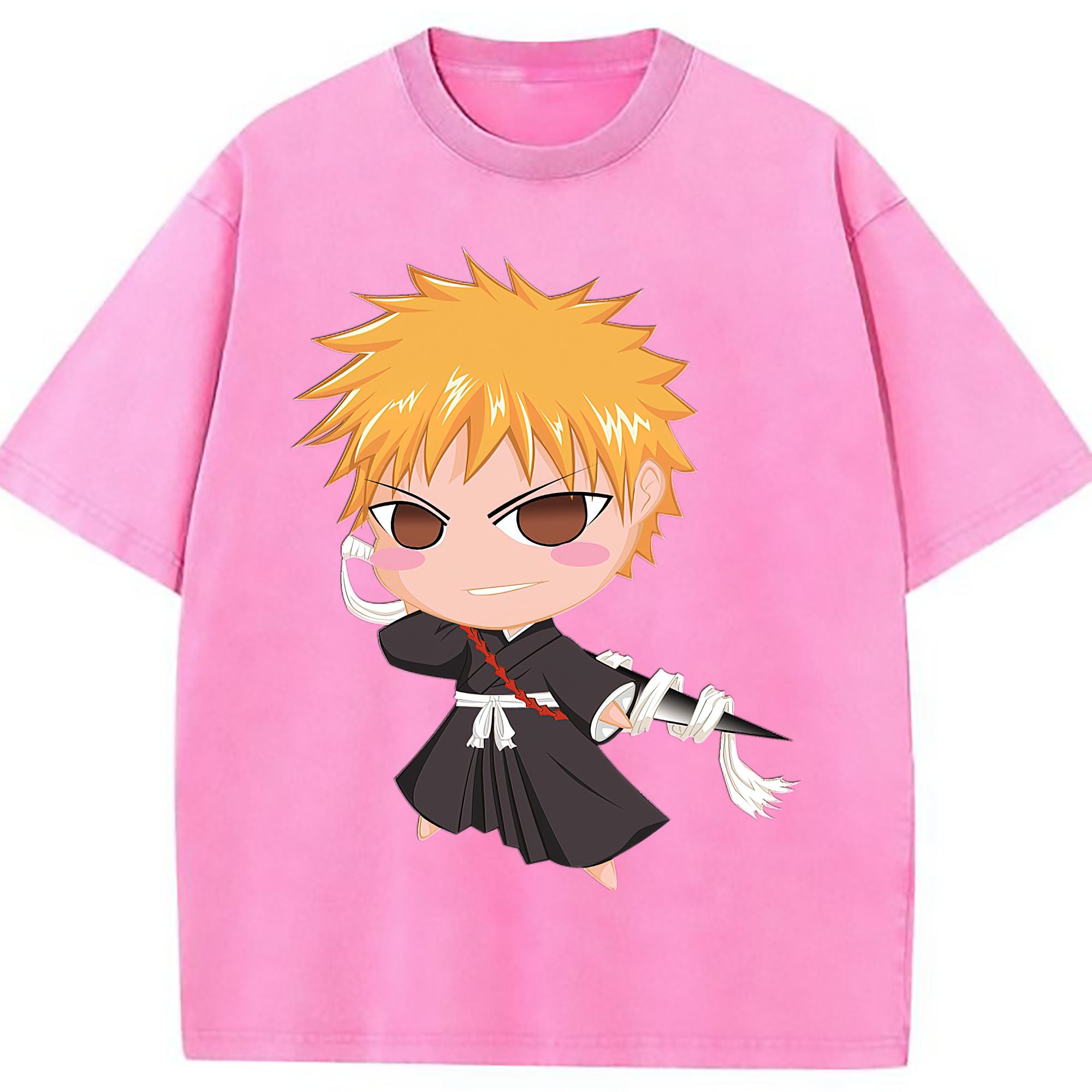 （画像用） ブリーチ 黒崎一護（くろさき いちご）BLEACH Kurosaki Ichigo 綿100% ヴィンテージ風 半袖Tシャツ（フロントプリント）